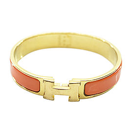 Hermes Gold Tone Metal H Logo Clic Clac Bangle Bracelet