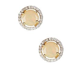 14k Gold Diamond and Ethiopian Opal Stud Earrings