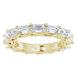 5 CARAT EMERALD-CUT DIAMOND ETERNITY RING YELLOW GOLD 30 POINTER G COLOR VS1 CLARITY SHARED PRONG BAND BY MIKE NEKTA NYC SIZE 5