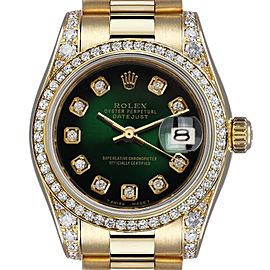Rolex 26mm Presidential 18kt Gold Green Diamond Dial Bezel and Lugs 6917