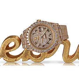 Rolex 36mm Day-Date Full of Diamonds Arabic Script Dial Presidential Yellow Gold Watch 118238