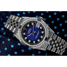 Rolex 31mm Datejust Blue Vignette Diamond Dial with Sapphires and Diamonds