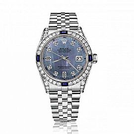 Rolex 36mm Datejust Tahitian Mother of Pearl Diamond Dial 8+2 Bezel with Sapphires and Diamond Lugs 16014