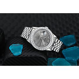 Rolex Datejust 36mm Diamond Bezel Silver Diamond Roman Dial Jubilee Bracelet