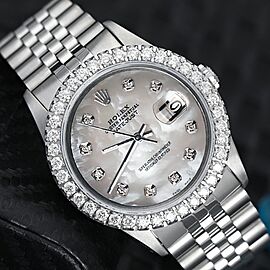 Rolex Datejust 36mm Diamond Bezel White Mother Of Pearl Diamond Dial Jubilee Bracelet