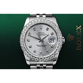 Rolex 36mm Datejust New Style Custom Diamond Bezel, Silver Diamond Dial Jubilee 116234