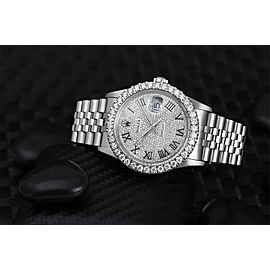 Rolex 36mm Datejust Custom Diamond Bezel, Pave Roman Numerals Dial 16014