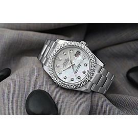 Rolex 36mm Datejust New Style Custom Diamond Bezel, White Mother of Pearl Dial Oyster 116234