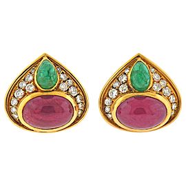 Marina B Ruby Emerald Diamond Gold Earrings