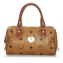 MCM Visetos Leather Boston