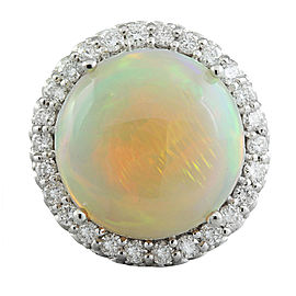 15.40 Carat Opal 14K White Gold Diamond Ring