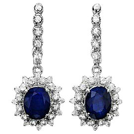 14K White Gold Sapphire and Diamond Earrings