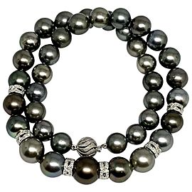 Diamond Tahitian Pearl Necklace 18k Gold 12.9 mm 18" Certified $12,250 821384