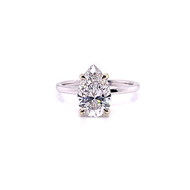 True 2 Carat Pear Shaped Lab Grown Diamond Engagement Ring Solitaire IGI Certified