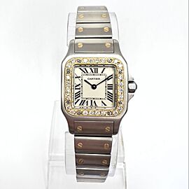 CARTIER SANTOS GALBEE Quartz 2 Tone Damond Watch