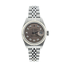 Rolex Ladies Stainless Steel DateJust Factory Diamond Dial Watch