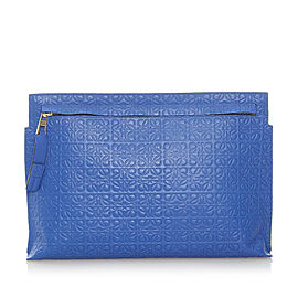 Loewe Embossed Anagram Leather Clutch Bag
