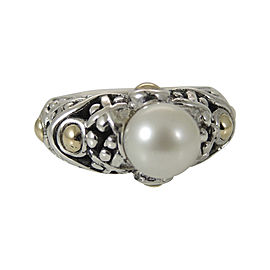 John Hardy Sterling Silver & 18K Yellow Gold Jaisalmer Pearl Ring Size 5