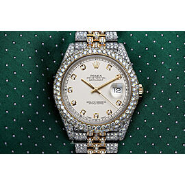 Rolex Custom Diamond Datejust 41mm Factory Ivory Diamond Dial Yellow Gold and Stainless Steel Watch