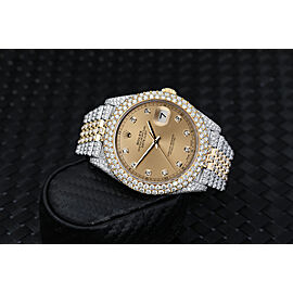Rolex Custom Diamond Datejust 41mm Factory Champagne Diamond Dial Yellow Gold and Stainless Steel Watch