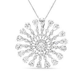 18K White Gold 5 1/4 Cttw Round and Pear-Cut Diamond Sun Shaped 18" Pendant Necklace (F-G Color, VS1-VS2 Clarity)