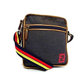 Fendi Navy x Red Denim Messenger Crossbody Bag 240099