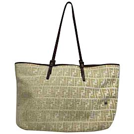 Fendi Monogram Ff Zucca Shopper Roll Vanilla Brown Ivory 872929 Beige Fabric Tote