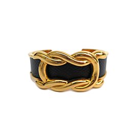 Hermes Leather And Palladium Bangle Bracelet