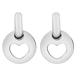 Tiffany & Co. Sterling Silver Stencil Heart Dangle Hoop Earrings