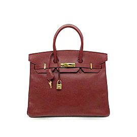 Hermès Birkin Dark Rouge Courchevel Rouge 35 870369 Red Leather Satchel