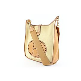 Hermès Evelyne Bicolor H Logo Cross Body 11hz1129 Beige Canvas Messenger Bag