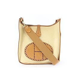 Hermès Beige Bicolor Evelyne H Logo Messenger Cross Body 857111
