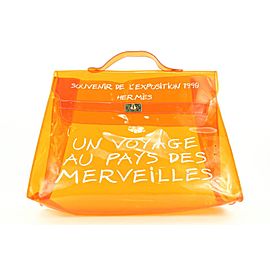 Hermès Souvenir De L'exposition 1998 Kelly Clear Shopping Orange Bag 0her126