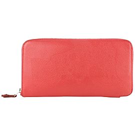 Hermès Silk'in Long Zip Around Wallet 4hz1029 Coral Leather Clutch