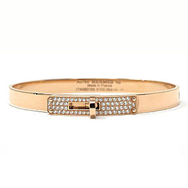 Hermes 18 Karat Rose Gold Kelly H Bracelet With Diamonds