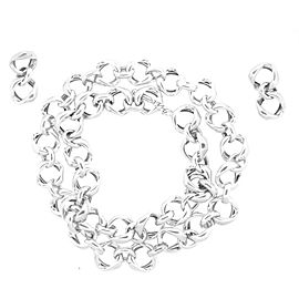 Erica Zap Link Silver Earrings and Necklace Set