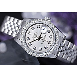 Rolex Lady-Datejust 26mm Steel Watch Factory Silver Diamond Dial Diamond Bezel Ladies Watch