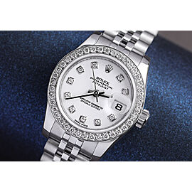 Rolex Lady-Datejust 26mm 179174 Steel Watch Factory White Diamond Dial Diamond Bezel Ladies Watch