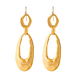 Alexis Bittar Gold Tone Hardware Hammered Finish Oval Drop Earrings