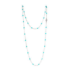 David Yurman Sterling Silver Turquoise Bead Necklace