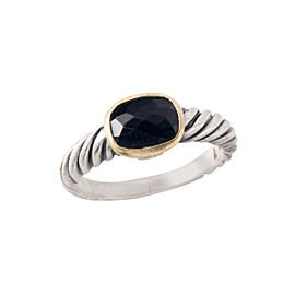 David Yurman Onyx 18k Yellow Gold and Sterling Silver Noblesse Cable Ring