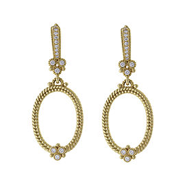 Judith Ripka 18k Yellow Gold 0.35 Ct Diamond Rope Hoop Earrings