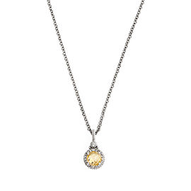 Judith Ripka Sterling Silver White Sapphire and Citrine Crystal Pendant Necklace