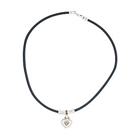 Judith Ripka Sterling Silver 0.05ct. Diamond Heart Pendant with Leather Necklace