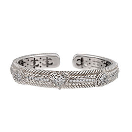 Judith Ripka Sterling Silver Diamonique Cuff Heart Bracelet