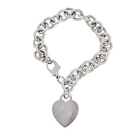 Tiffany & Co. Sterling Silver Heart Charm Link Bracelet