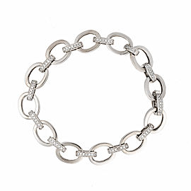 14K White Gold with 0.84ct Diamond Oval Link Bracelet