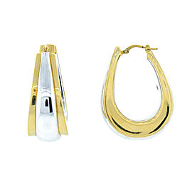 Gold Plated Two-Tone Sterling Silver Large Size Hoops