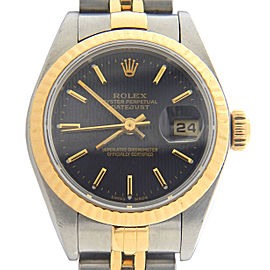 Ladies Rolex Two-Tone 18K/SS Datejust Black Tapestry