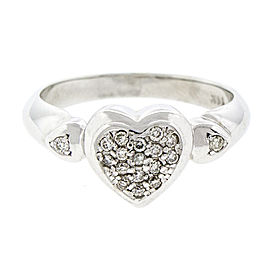 14K White Gold and Diamond Heart Cluster Engagement Ring